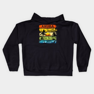 Retro Aruba Family Vacation 2023 Sunset Beach Summer Trip Kids Hoodie